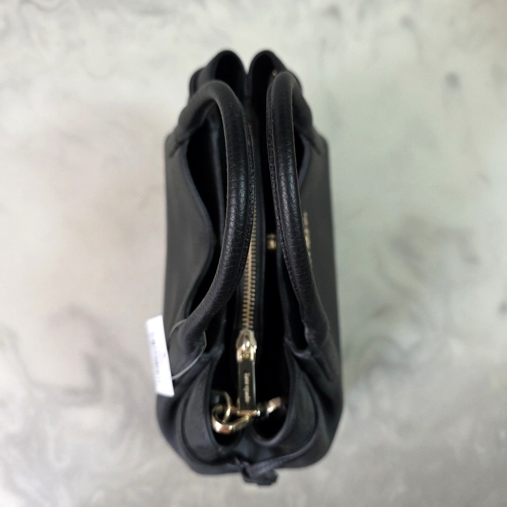 KATE SPADE DUMPLING SMALL SATCHEL SHOULDER CROSSBODY BAG TOTE BLACK LEATHER GOLD - Picture 10 of 14